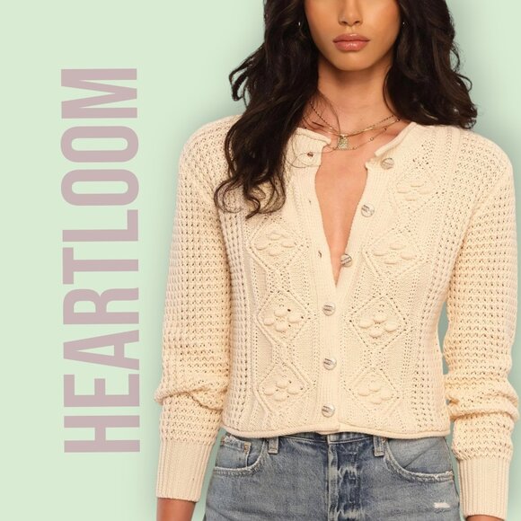Heartloom Lydia Cardi White Cream Button Up Knit Cardigan Sz S - Picture 1 of 12